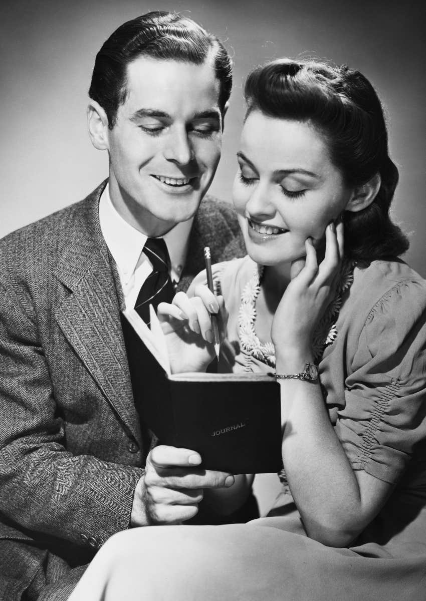 old hollywood couple sitting close