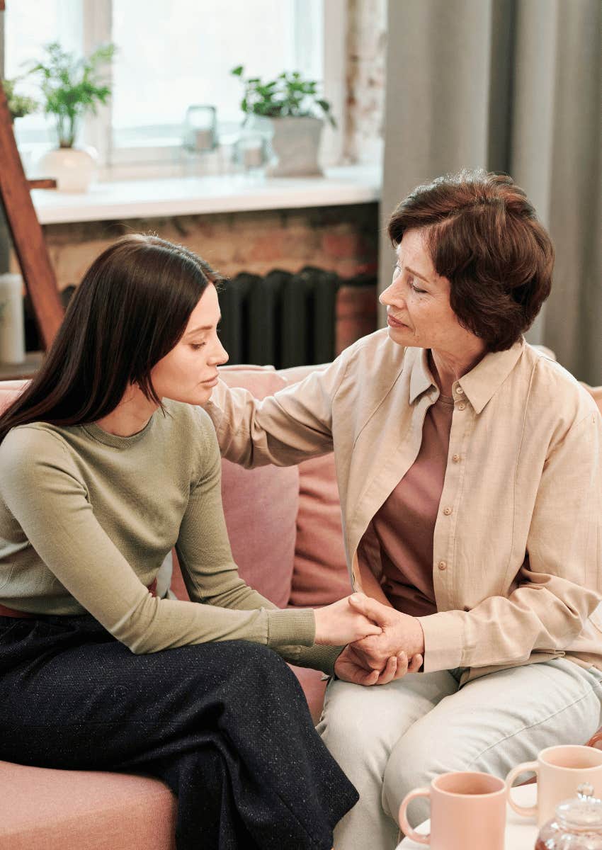 older woman having a serious conversational with a younger woman