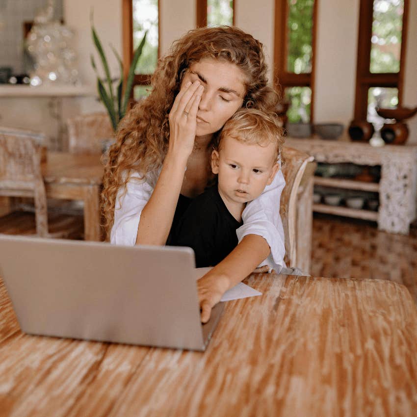mom who pays more attention to work than her kid dealing with emotional pain