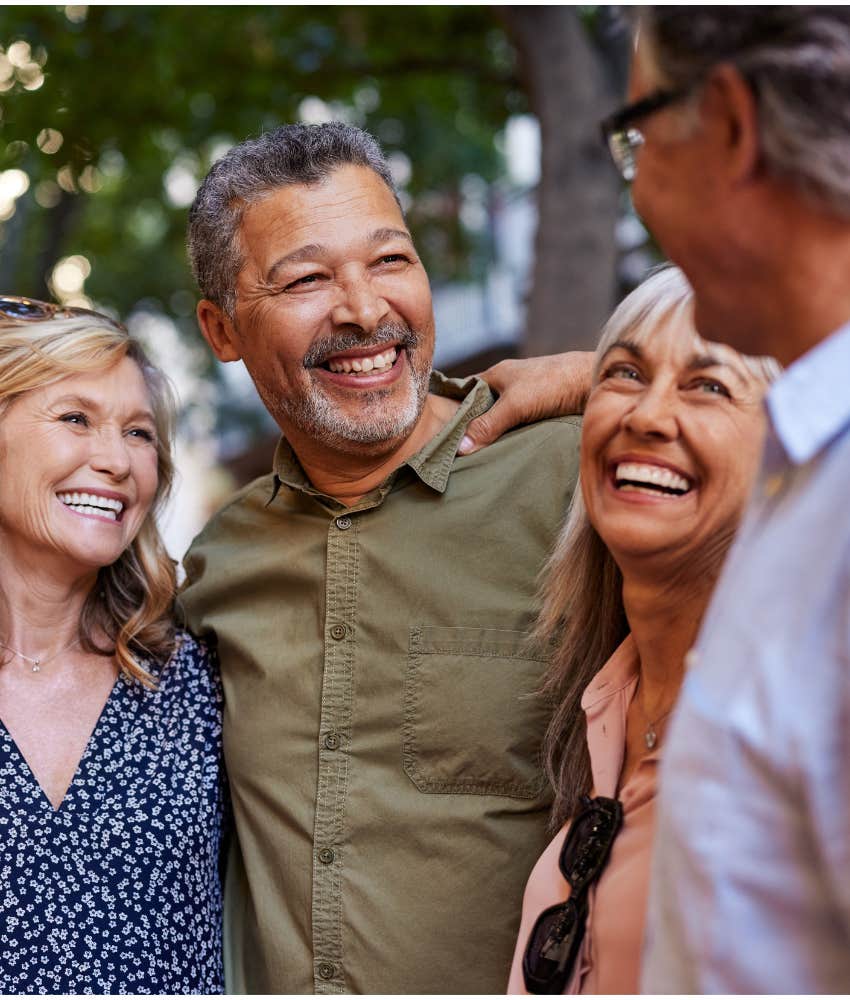 happy older group showing they are ready to go beyond small talk
