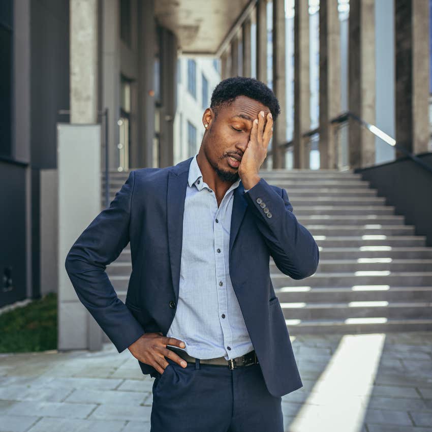 man stressed at work because he's not using his pto