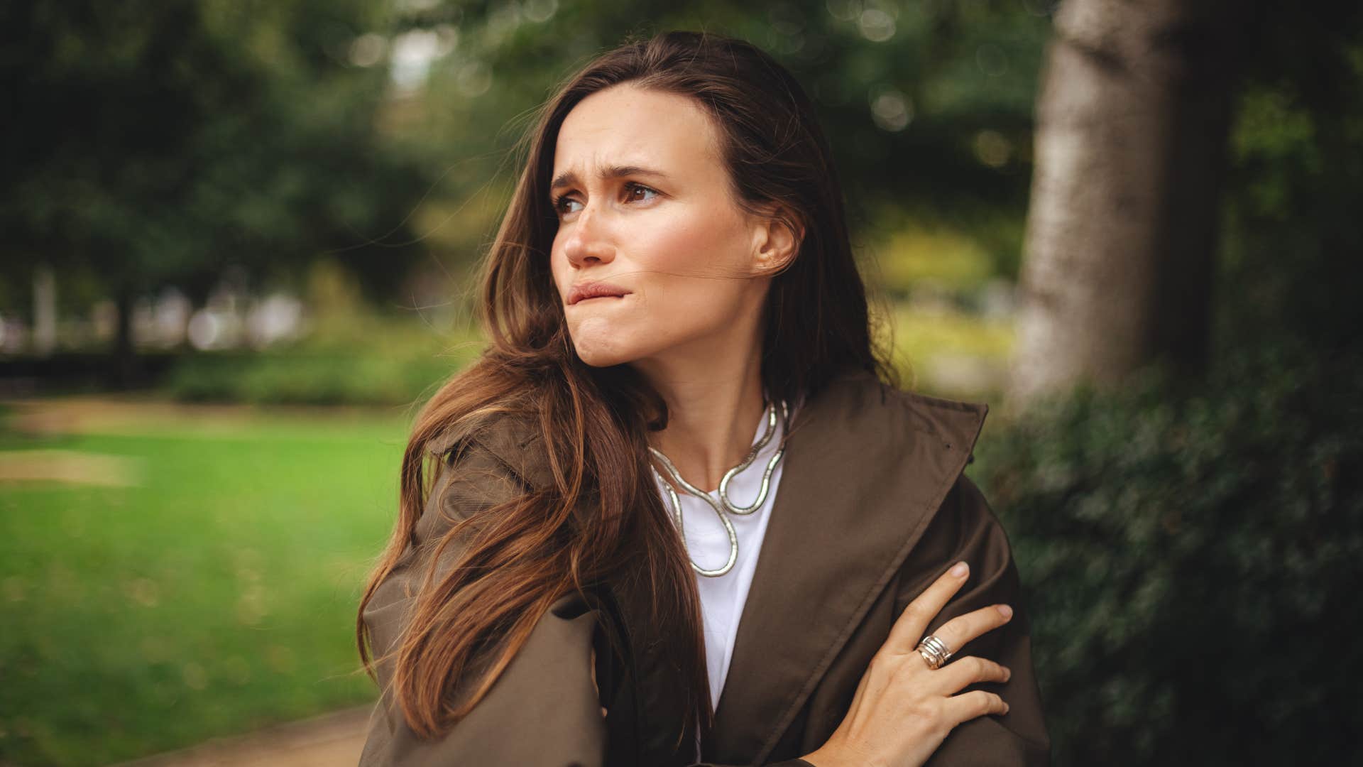 highly sensitive woman feeling unsure outside