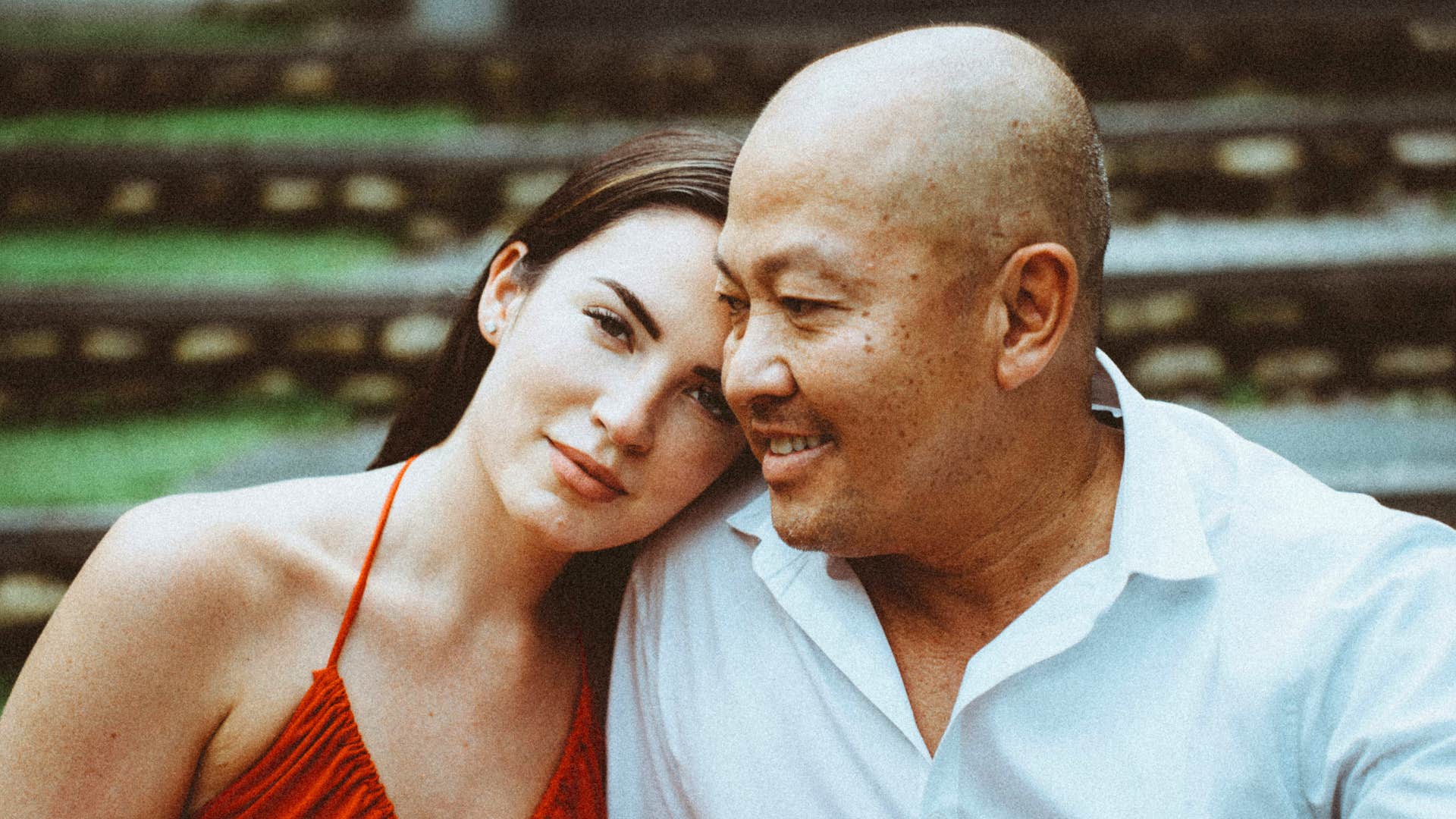 loving older couple embrace showing siimple change