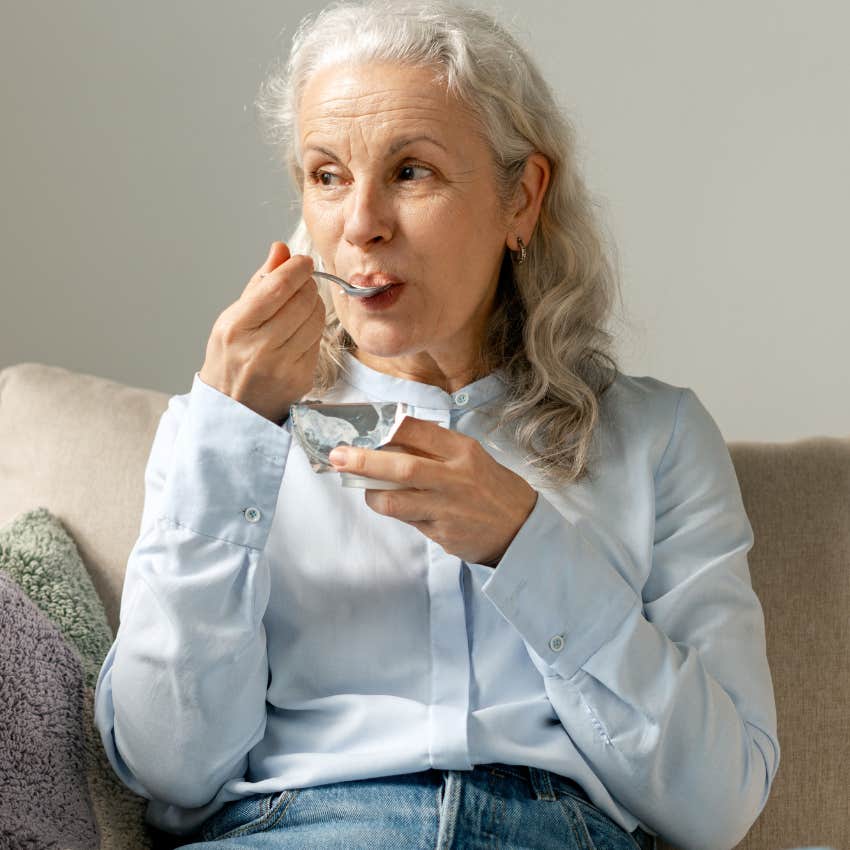 woman who snacks all day because she gets bored easily