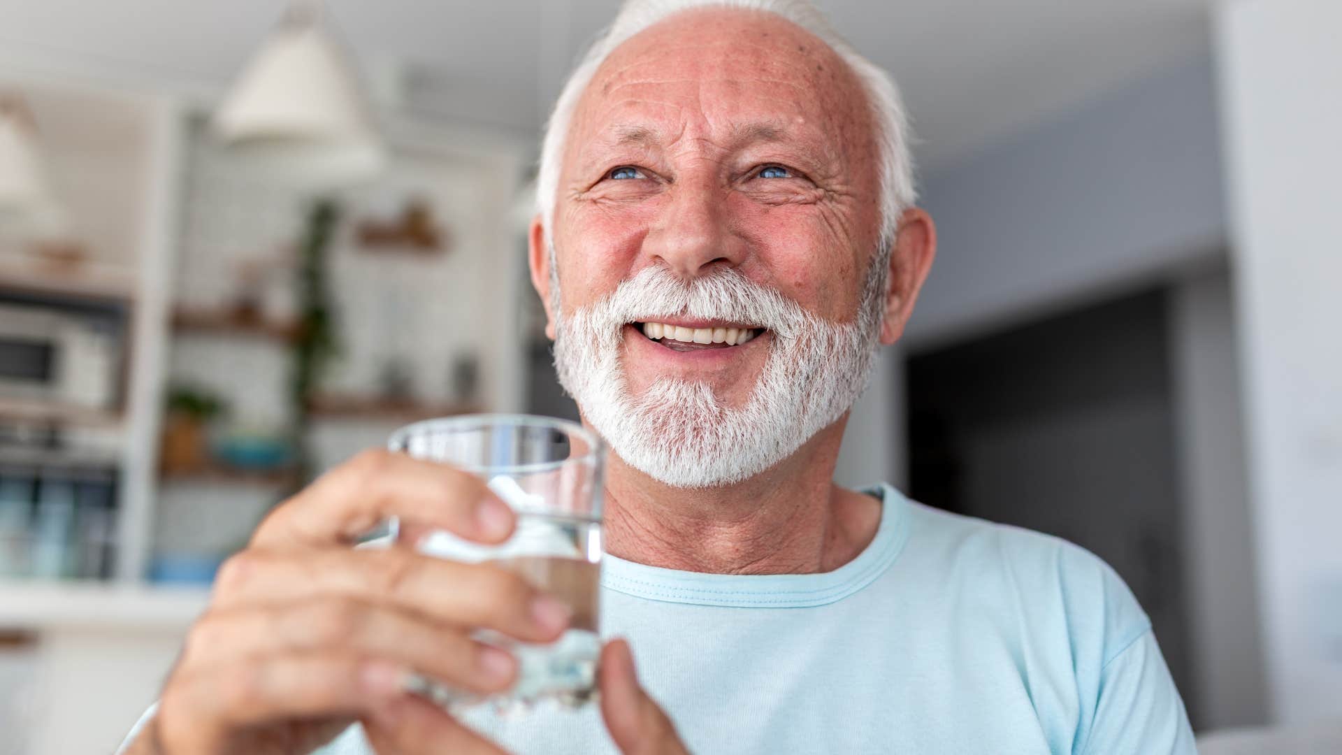 happy man who loves staying at home feeling comfortable with silence