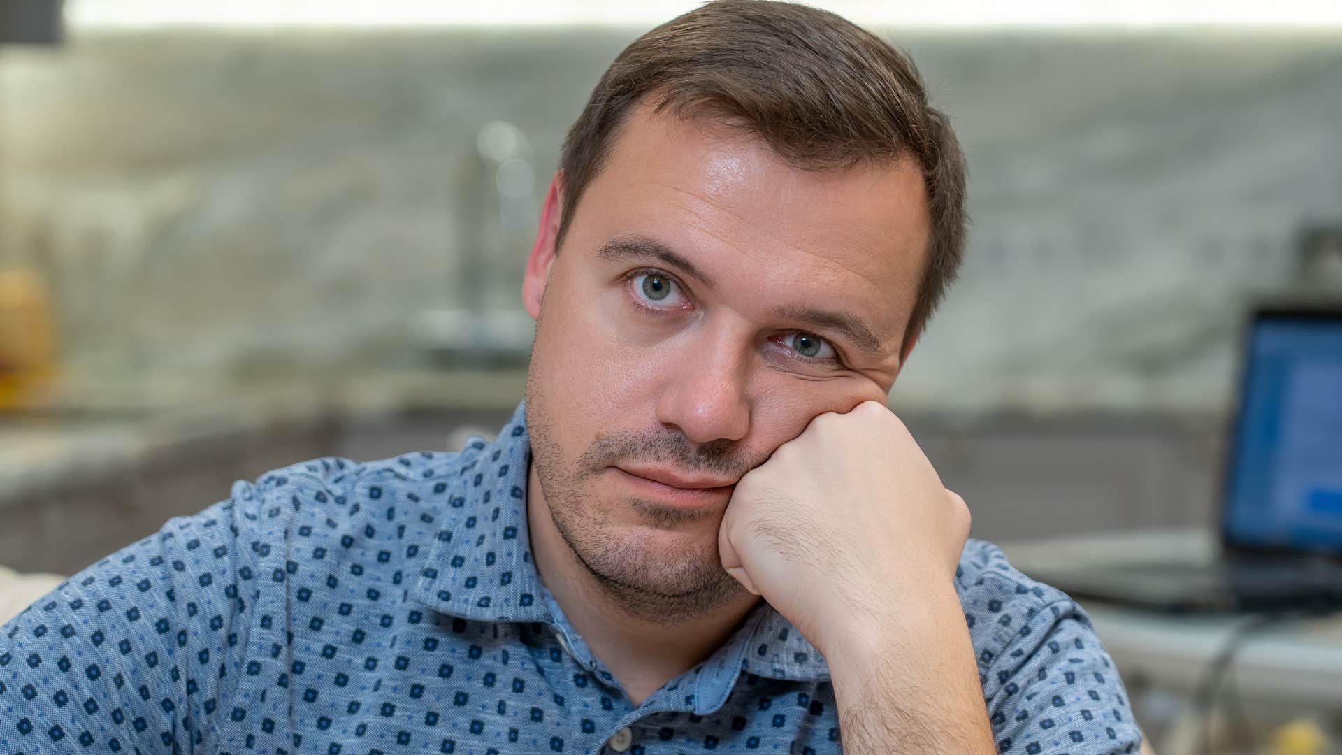 Man who's holding onto guilt or shame at home.