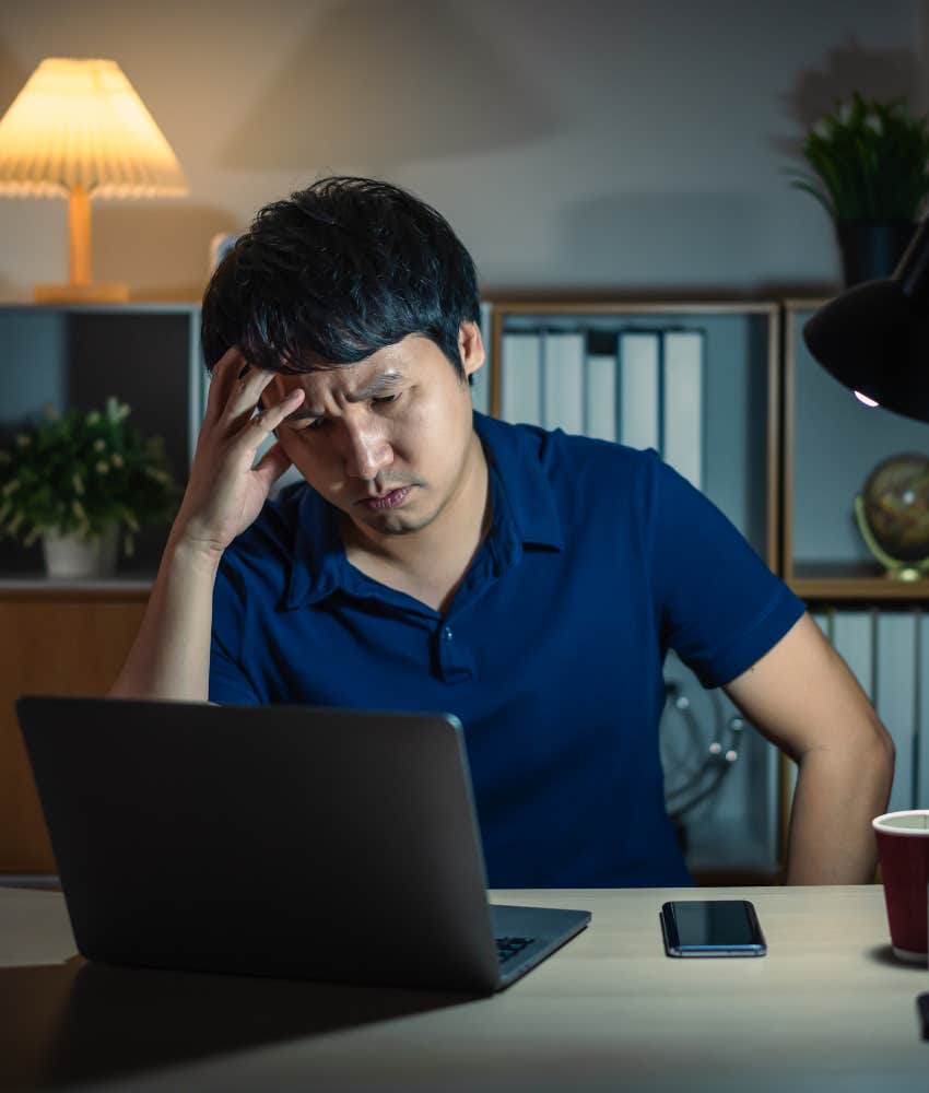stressed person works hard showing can't accept failure due to trauma