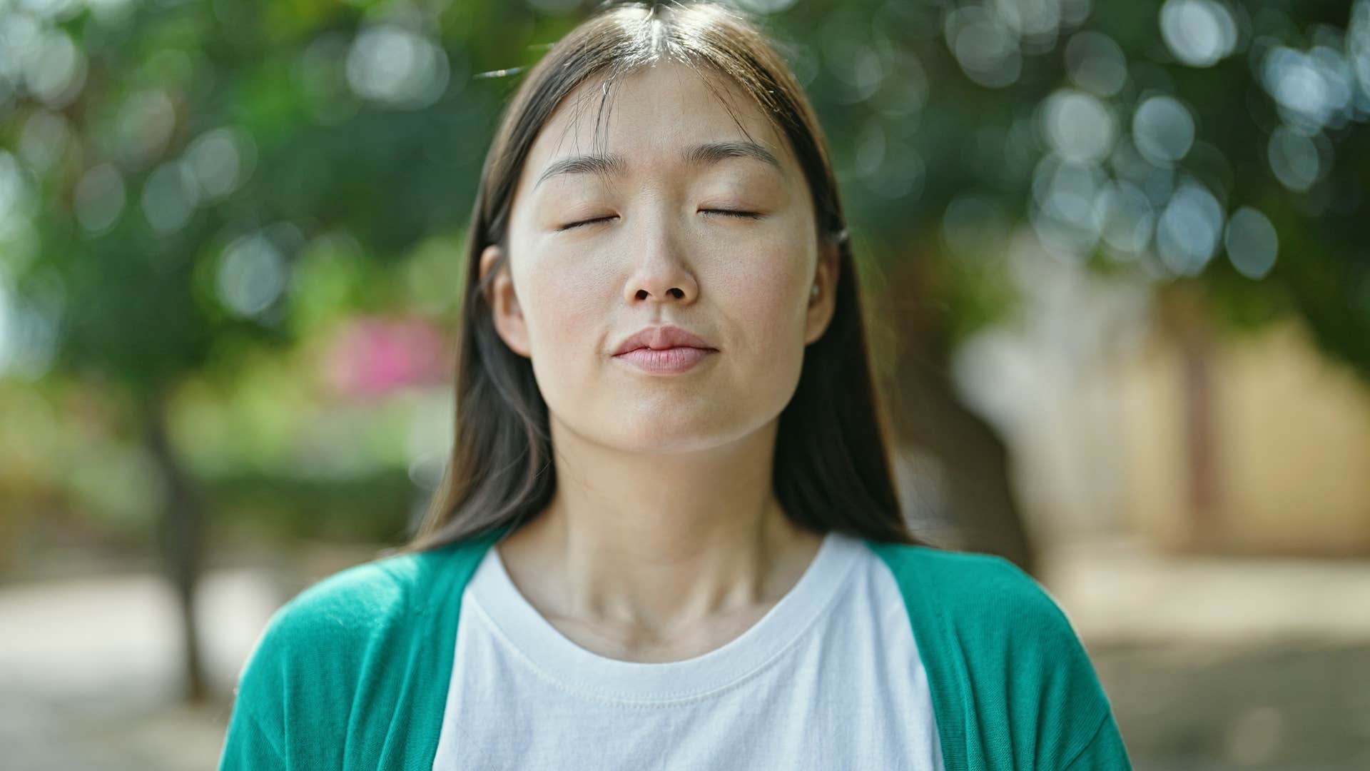 woman taking a calm break slowing down