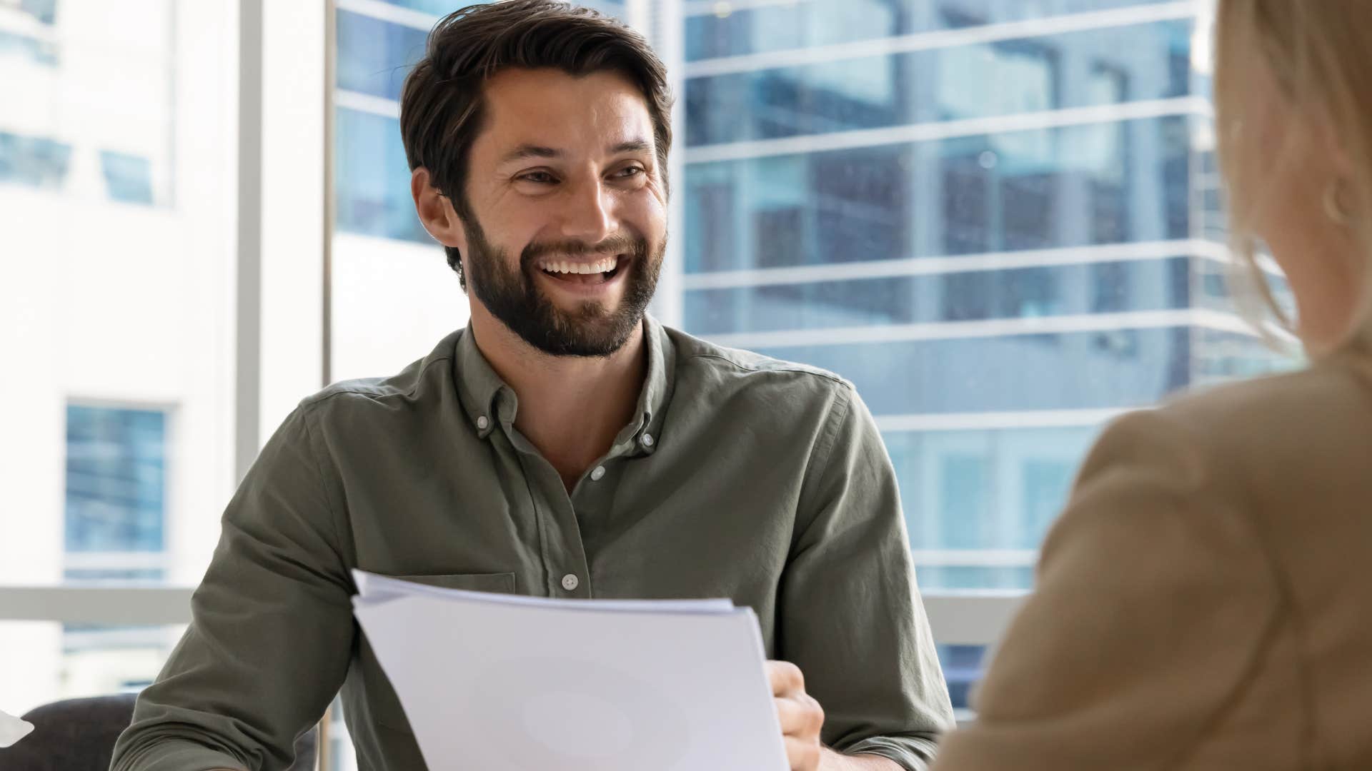 professional man saying I appreciate the feedback to his boss