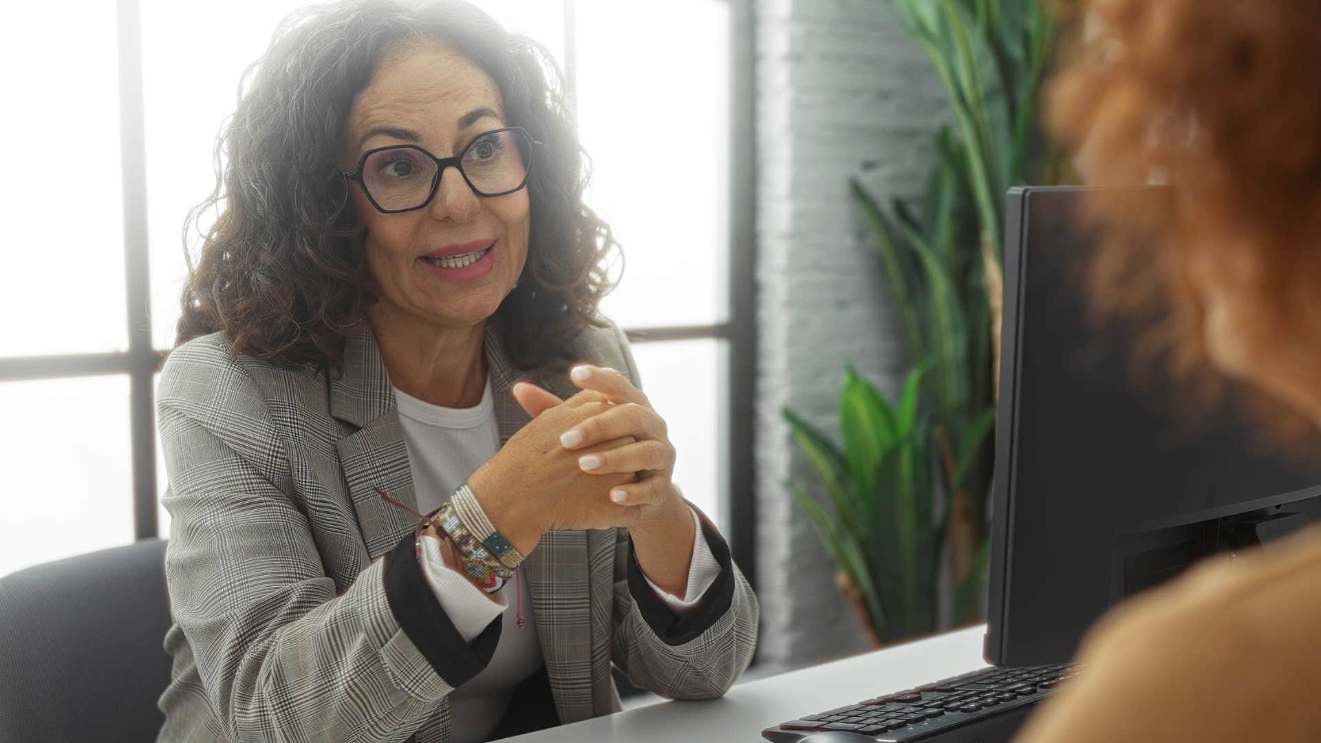 professional woman asking colleague when she has a moment