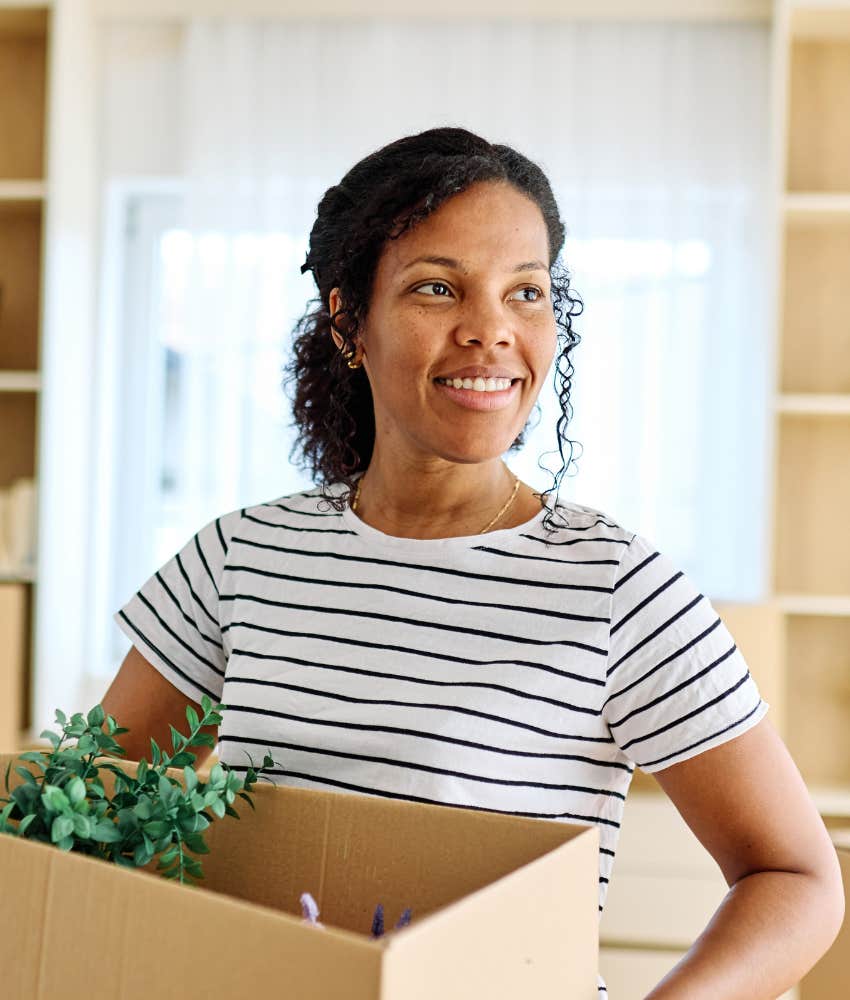 confident person moved into new home showing habit for authenticity