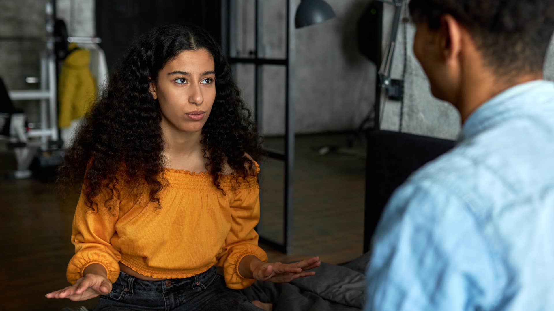 authentic woman telling partner no that doesn't feel right to me