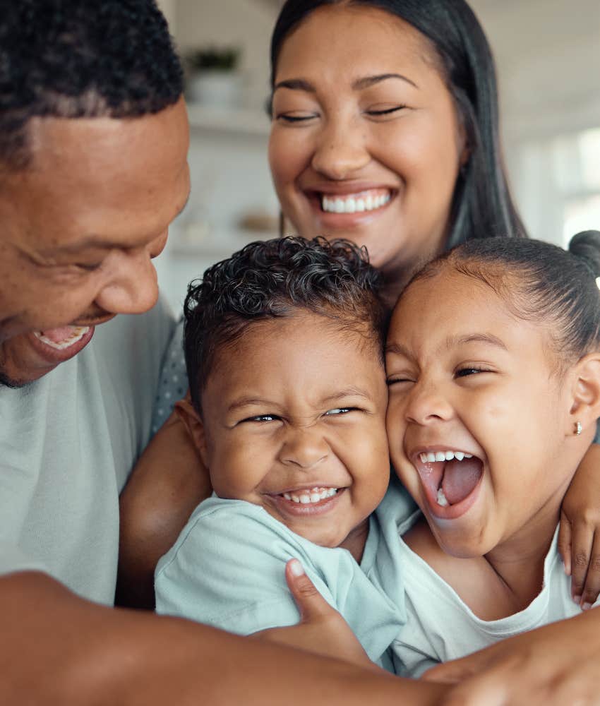 Loving parents showing how kids behave