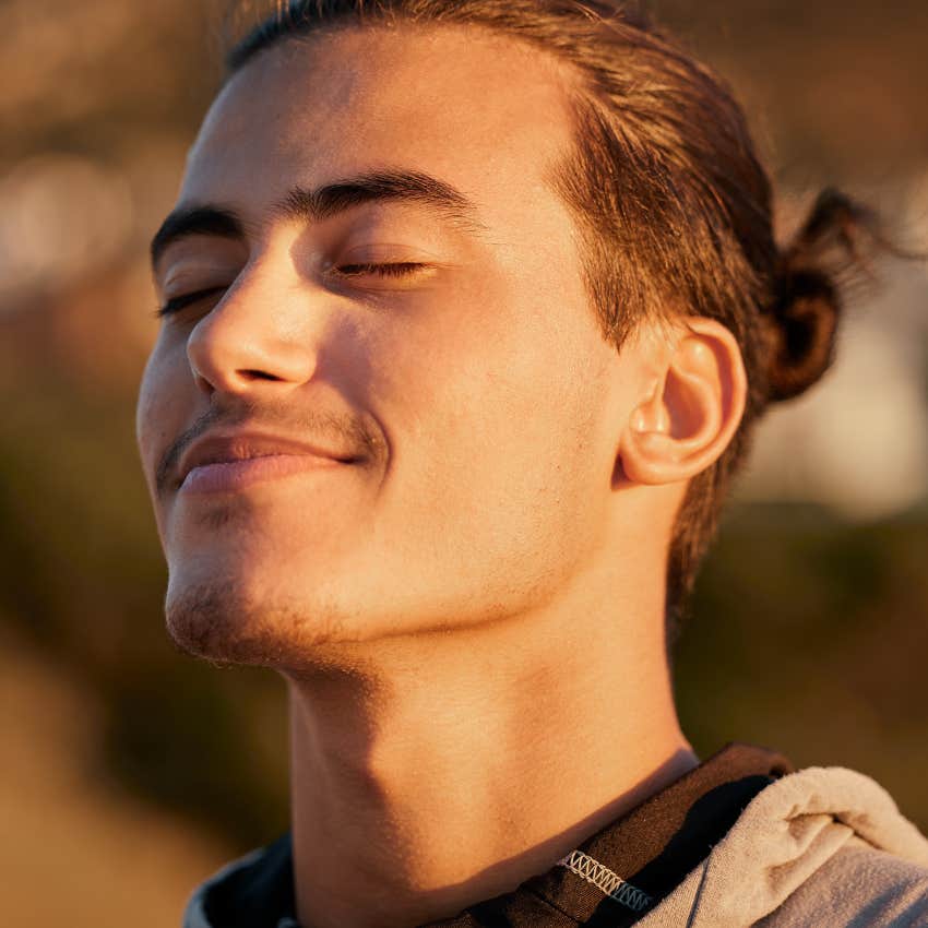 spiritual gen z man meditating and feeling safe in uncertainty
