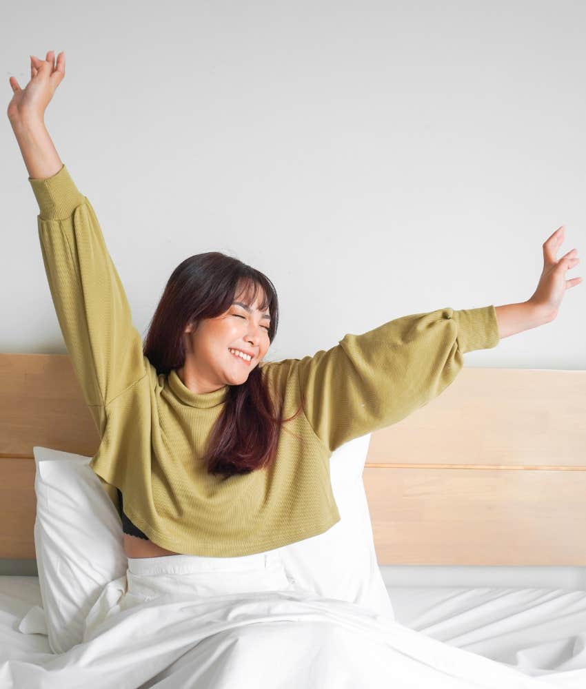 refreshed person awakens from a great nap