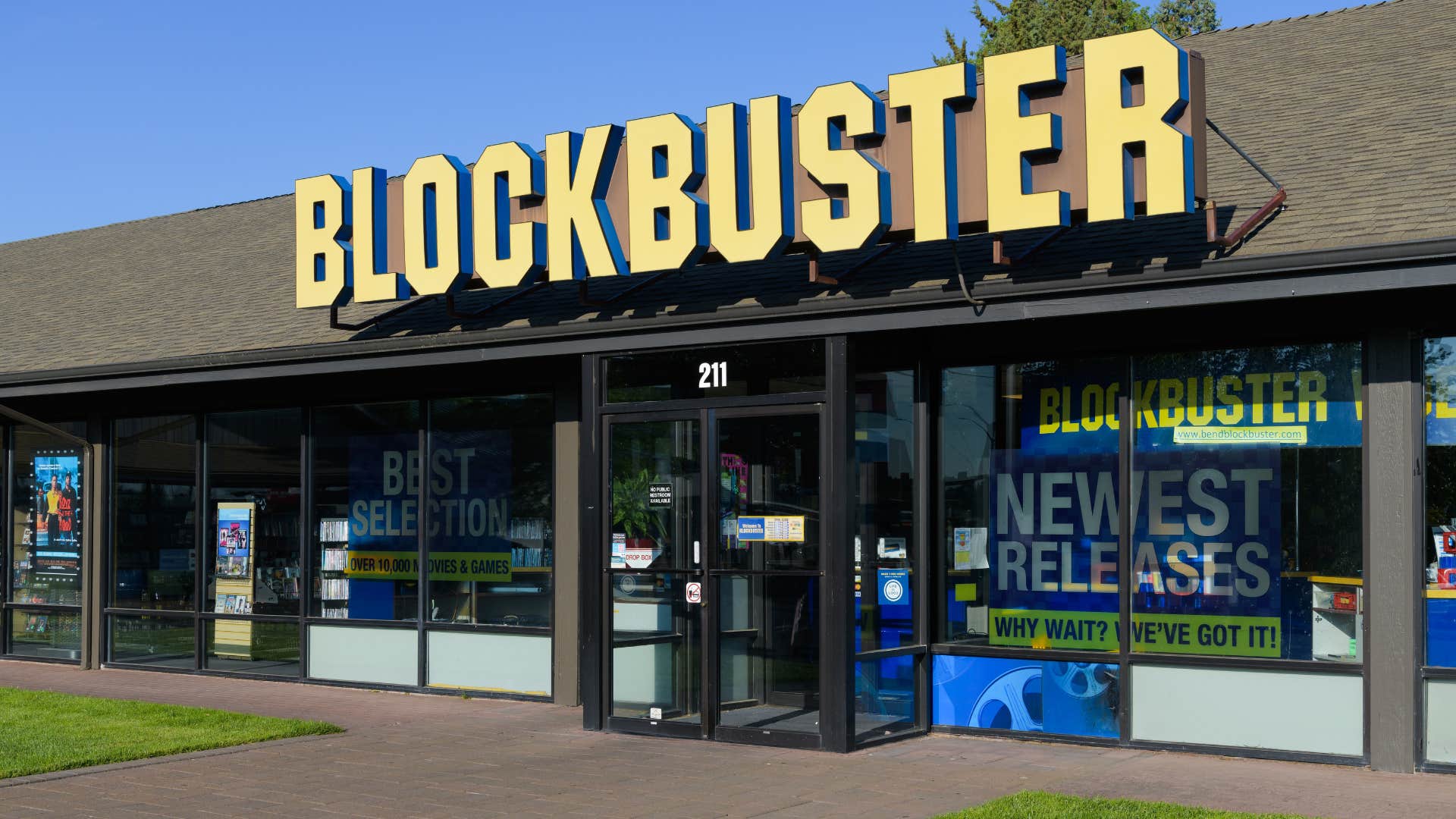 exterior of blockbuster store movie rentals