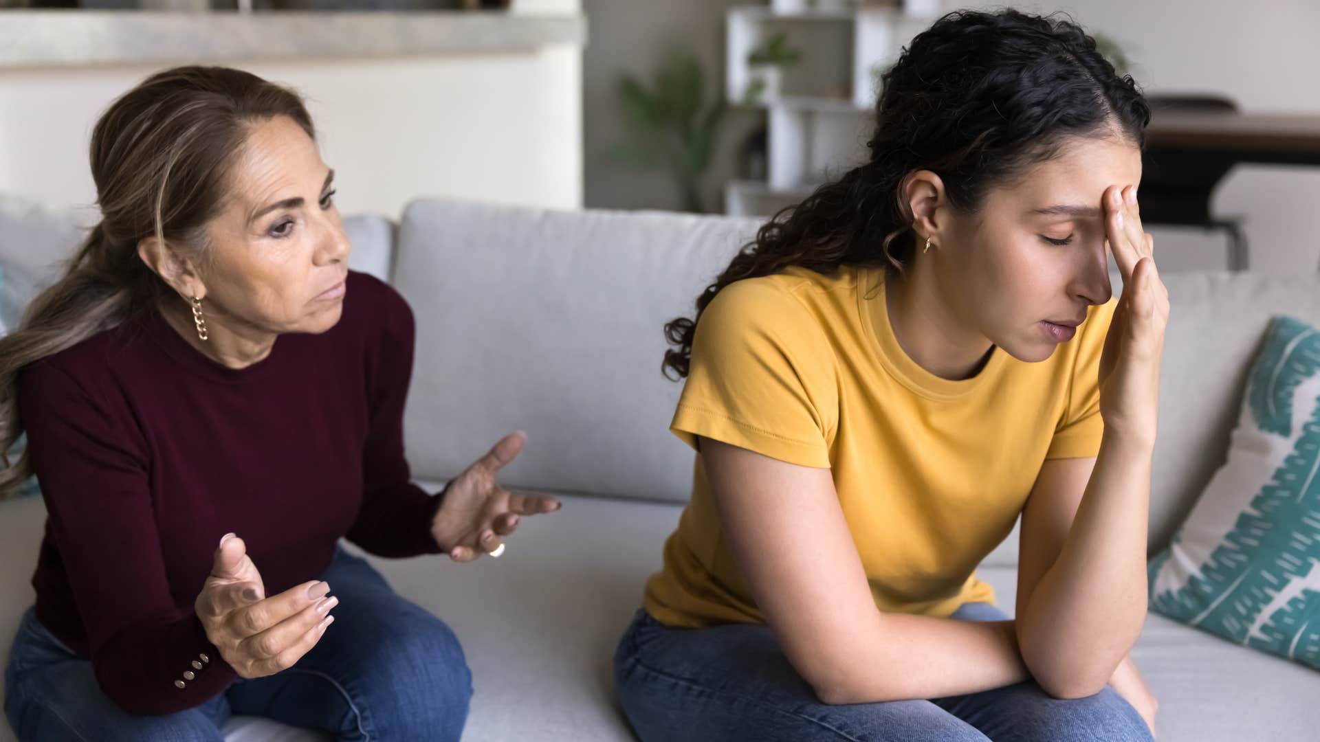 mom telling her frustrated adult daughter you have no right to complain