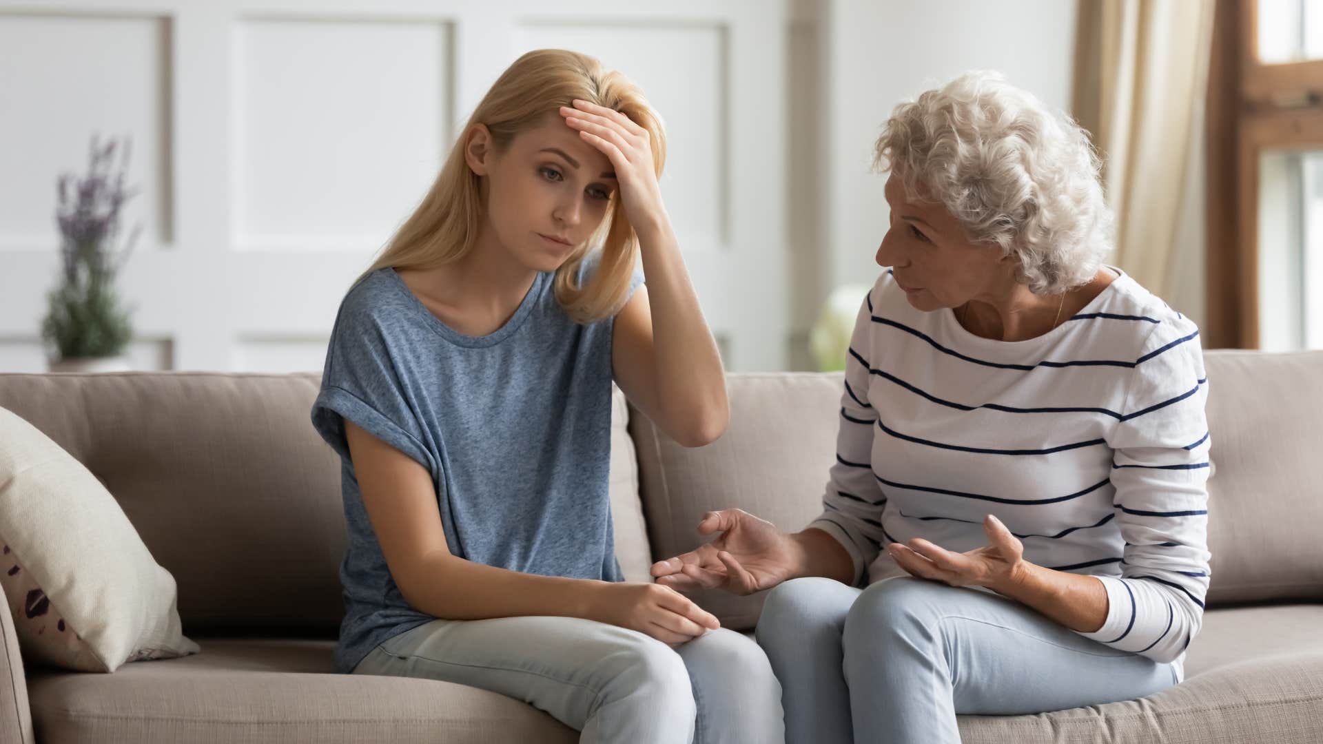 mother yelling at her adult daughter saying you're too sensitive