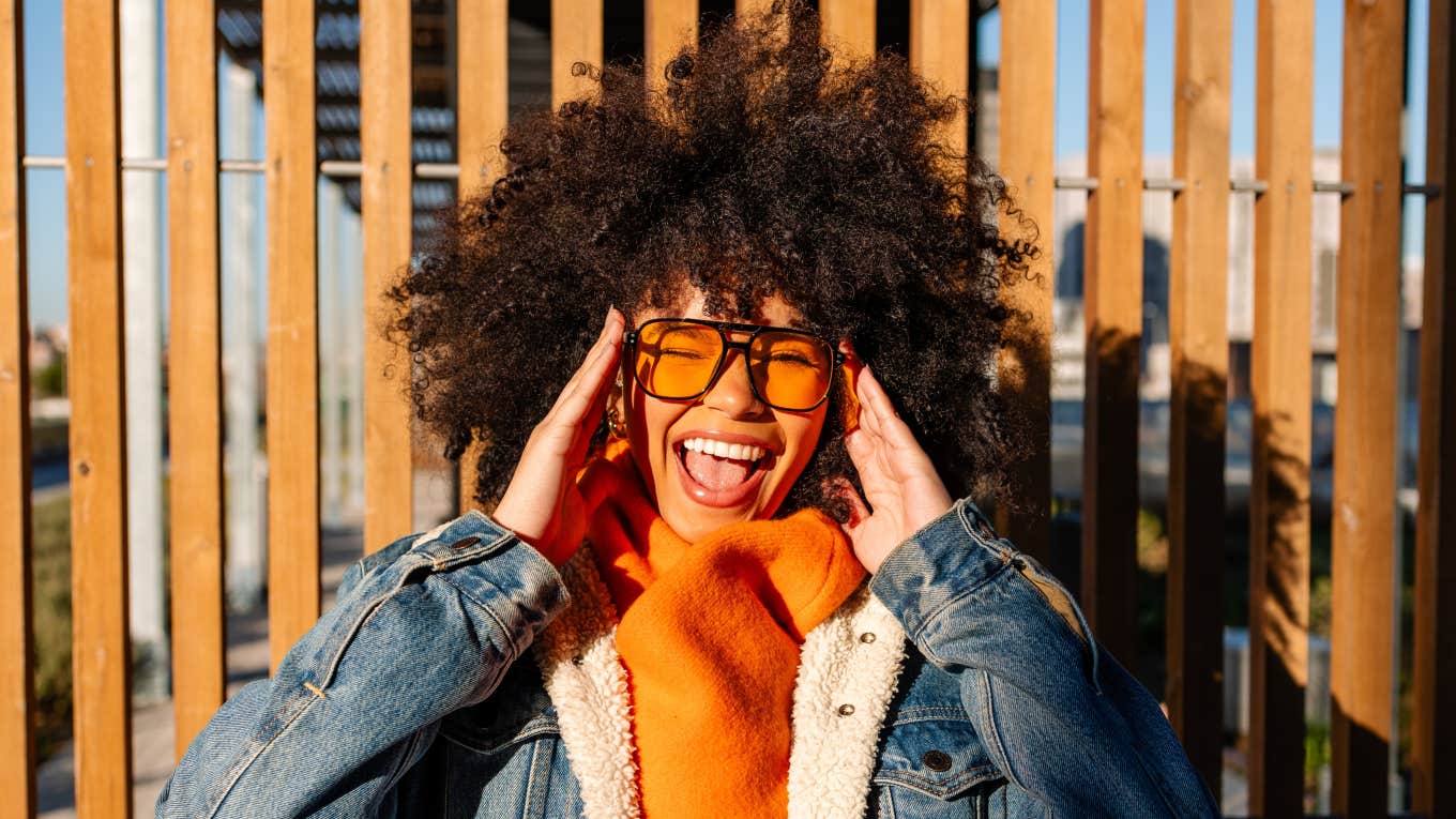 extroverted woman smiling