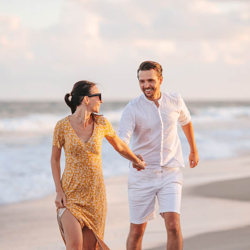 happy couple on vacation together