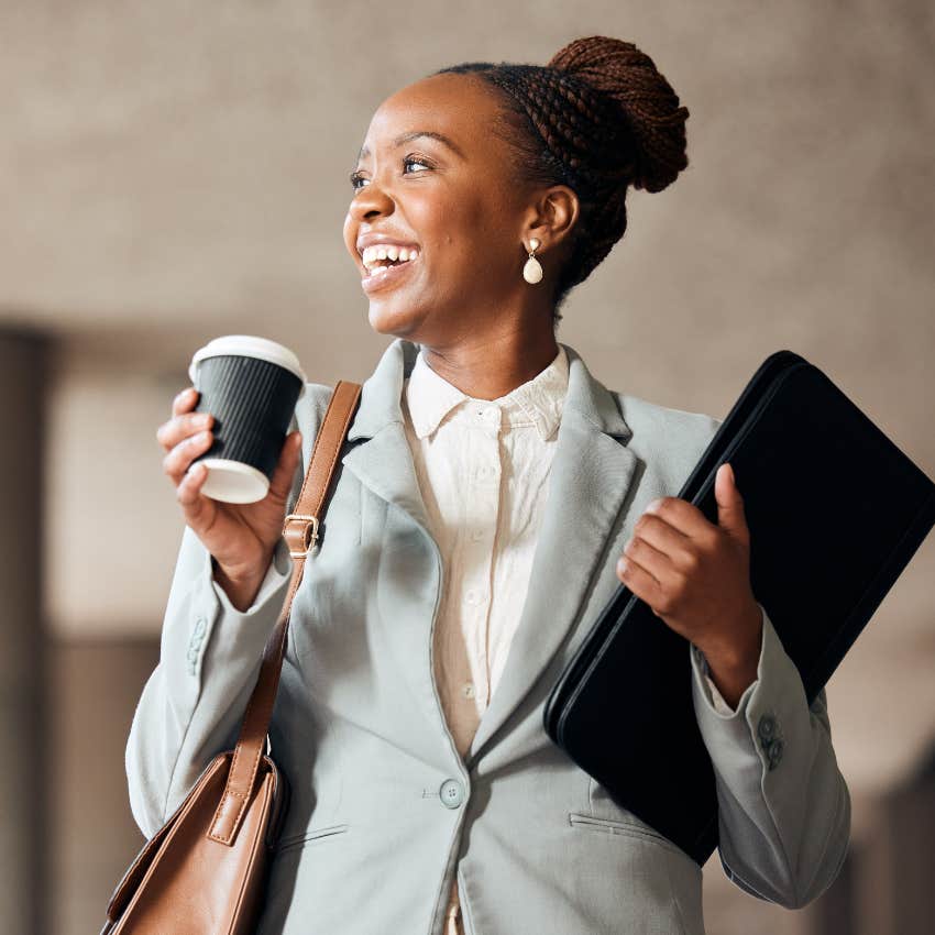 working woman who is happier and kinder because every weekend is a 3-day weekend