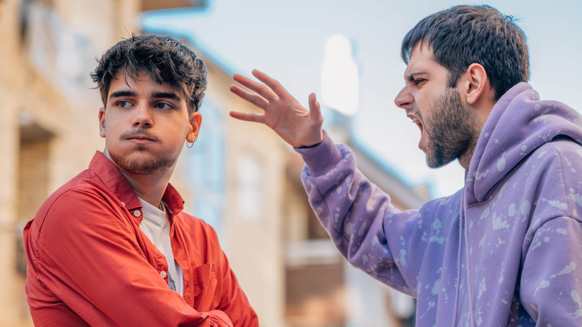 man yelling at his friend overstepping his personal boundaries