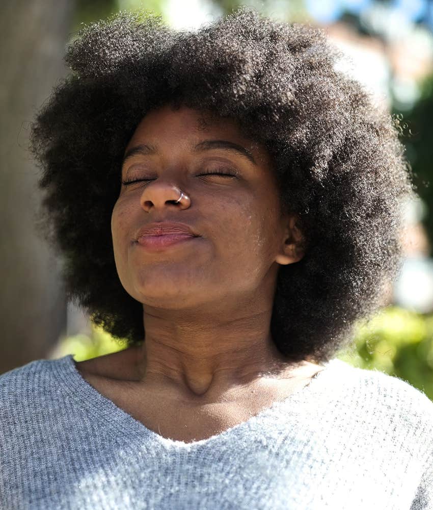 calm person focused on meditation showing inner strength