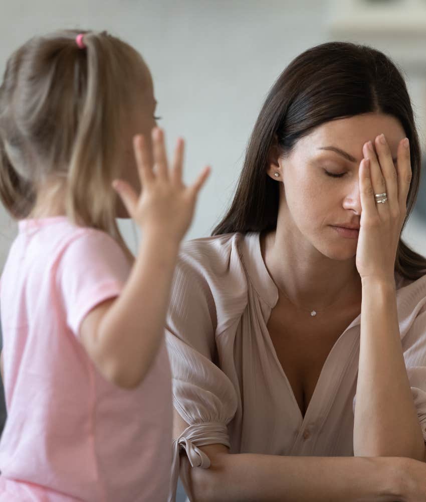face palm mother is done with child's whining