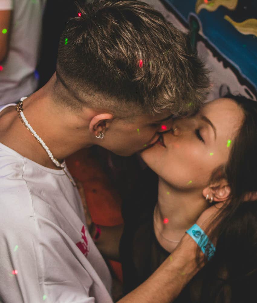 couple in love kiss while dancing