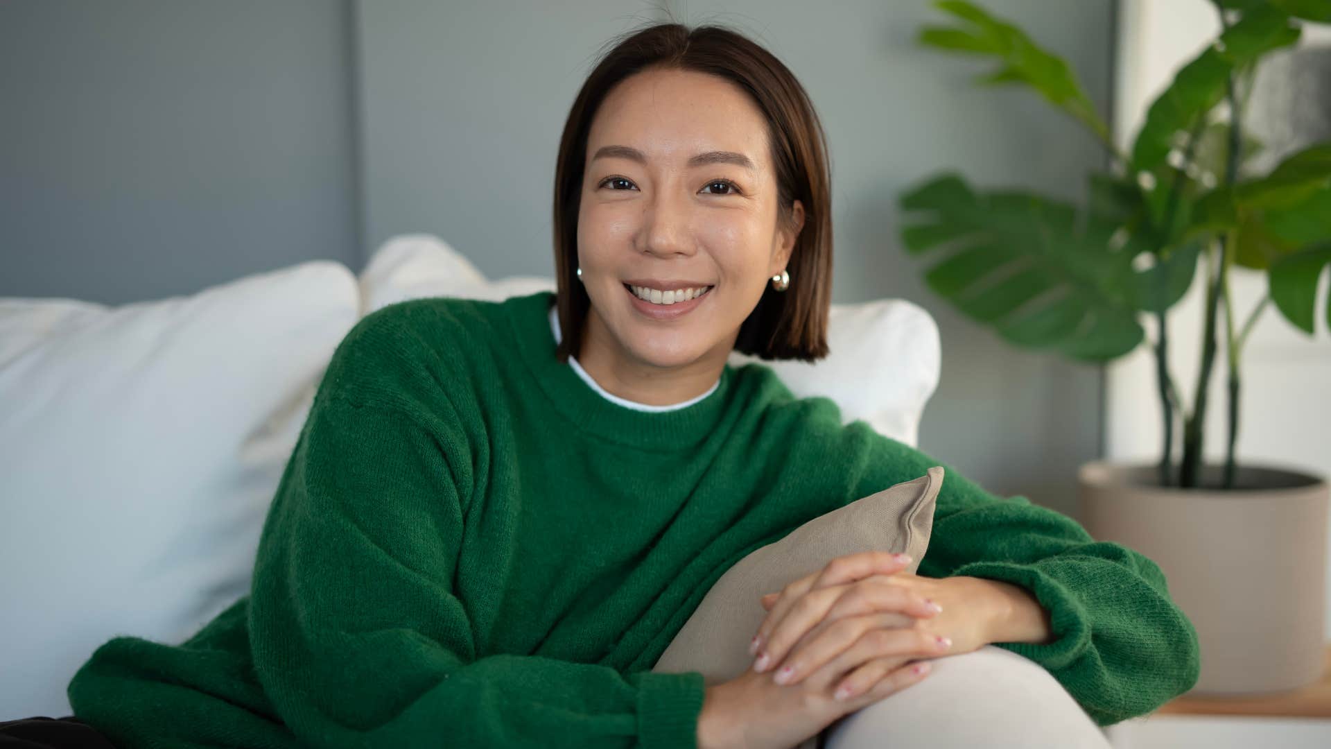 smart woman happy to spend more time alone at home