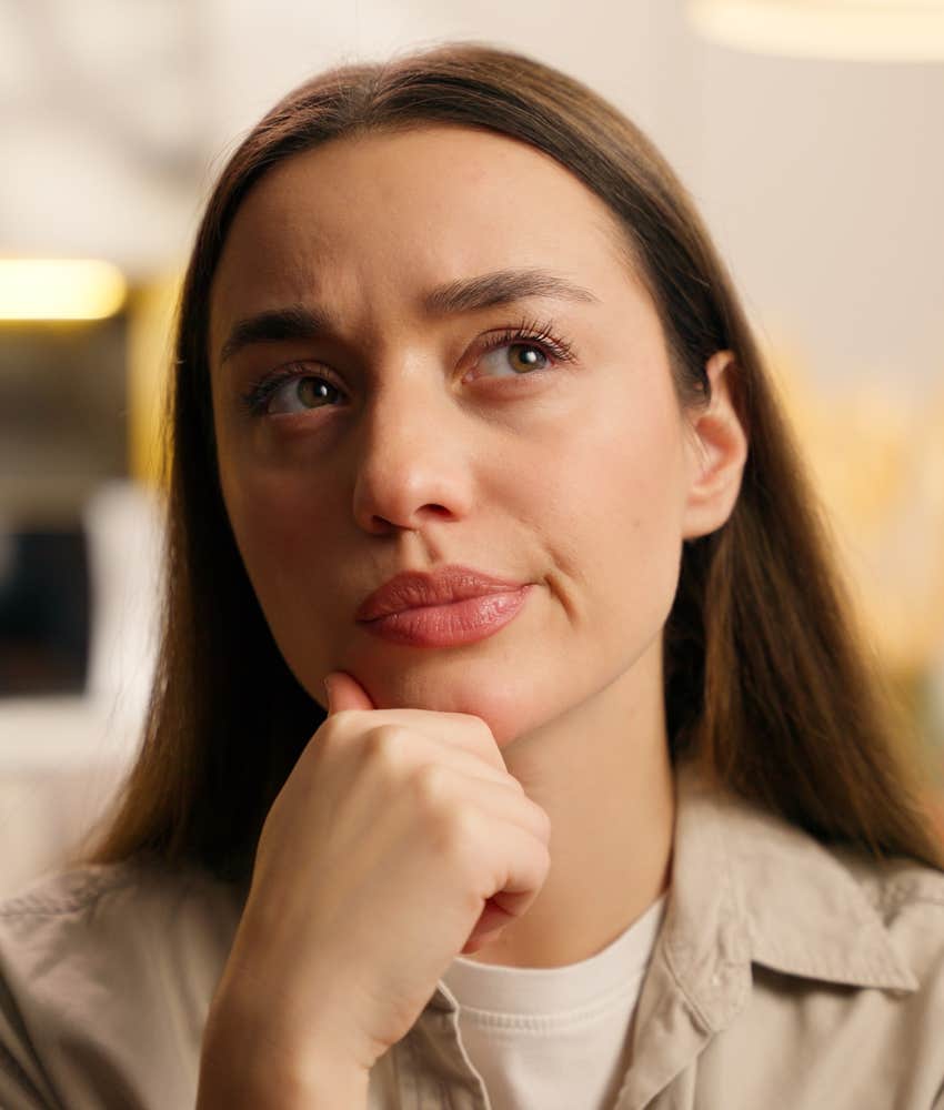 Indecisive person thinks about future choices