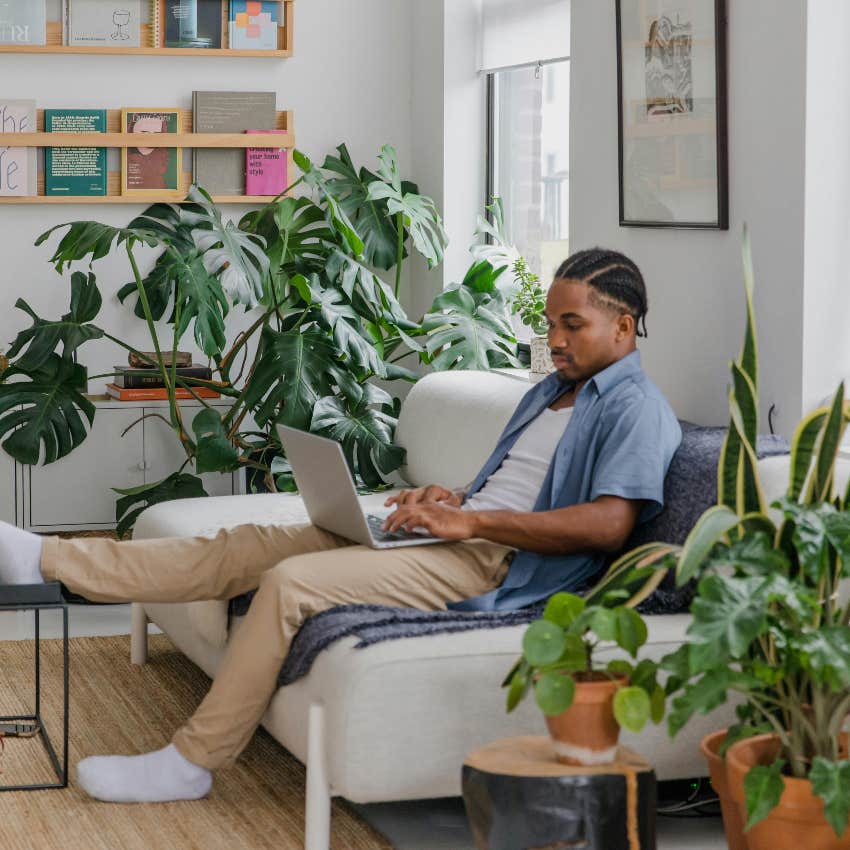 man working from home