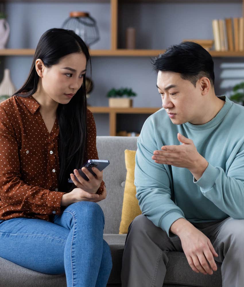 serious couple have hard conversation