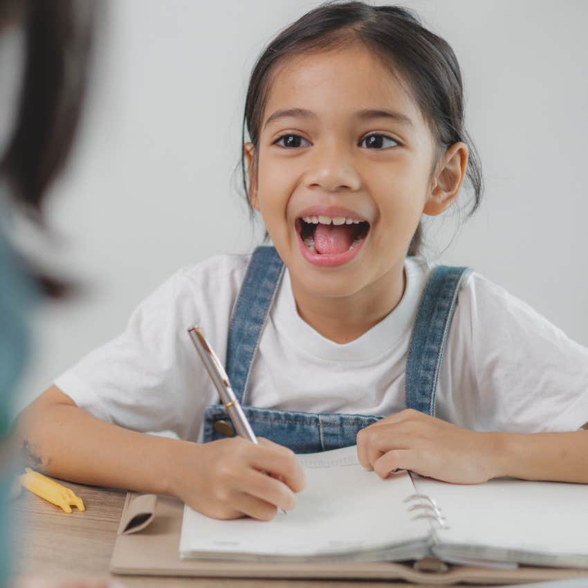 Little girl learning to look at the bright side of things