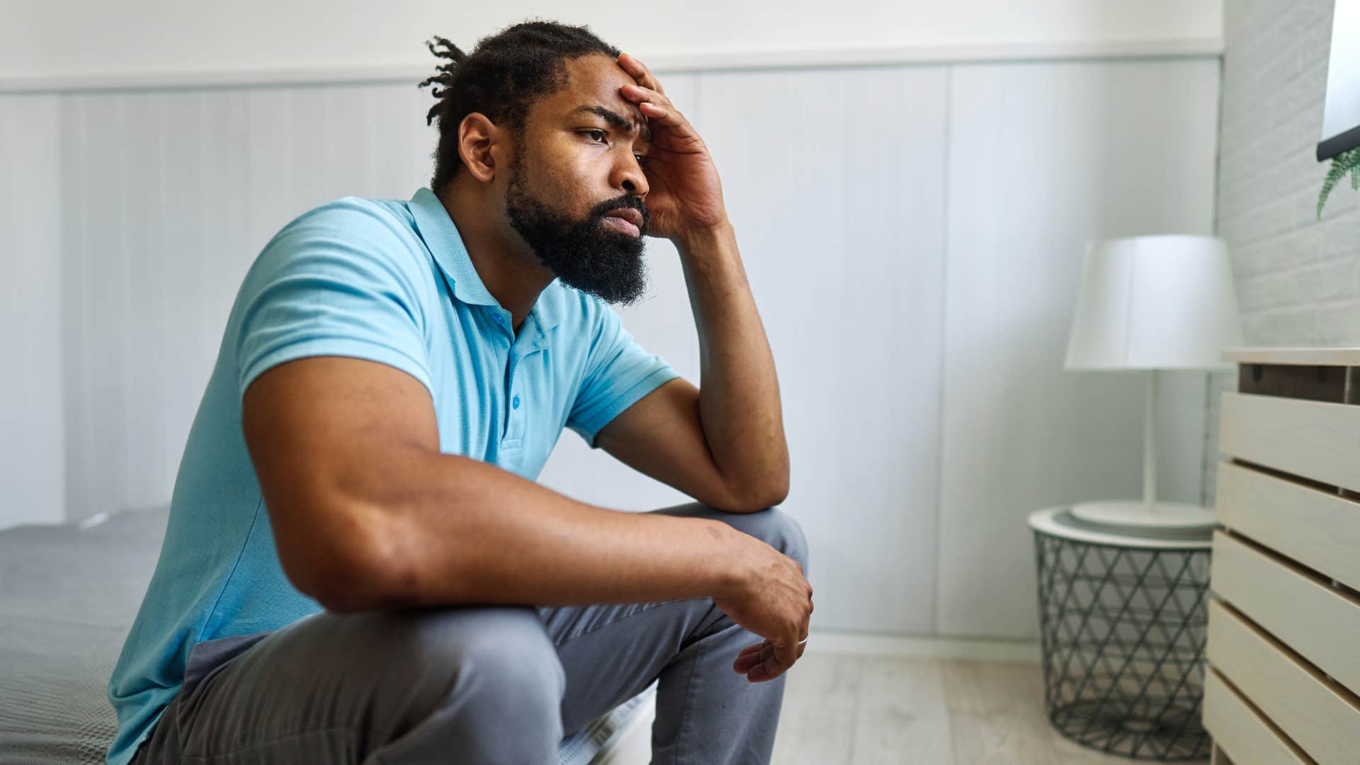 sad man in a bad marriage creating narratives in his imagination