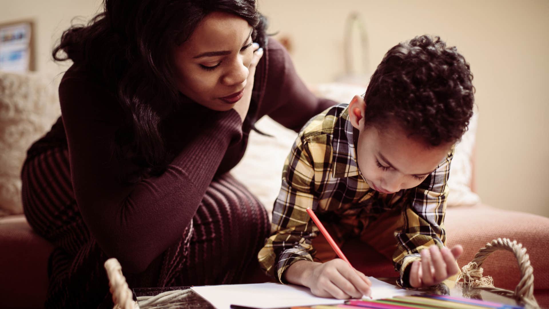 parent and child write thank you note