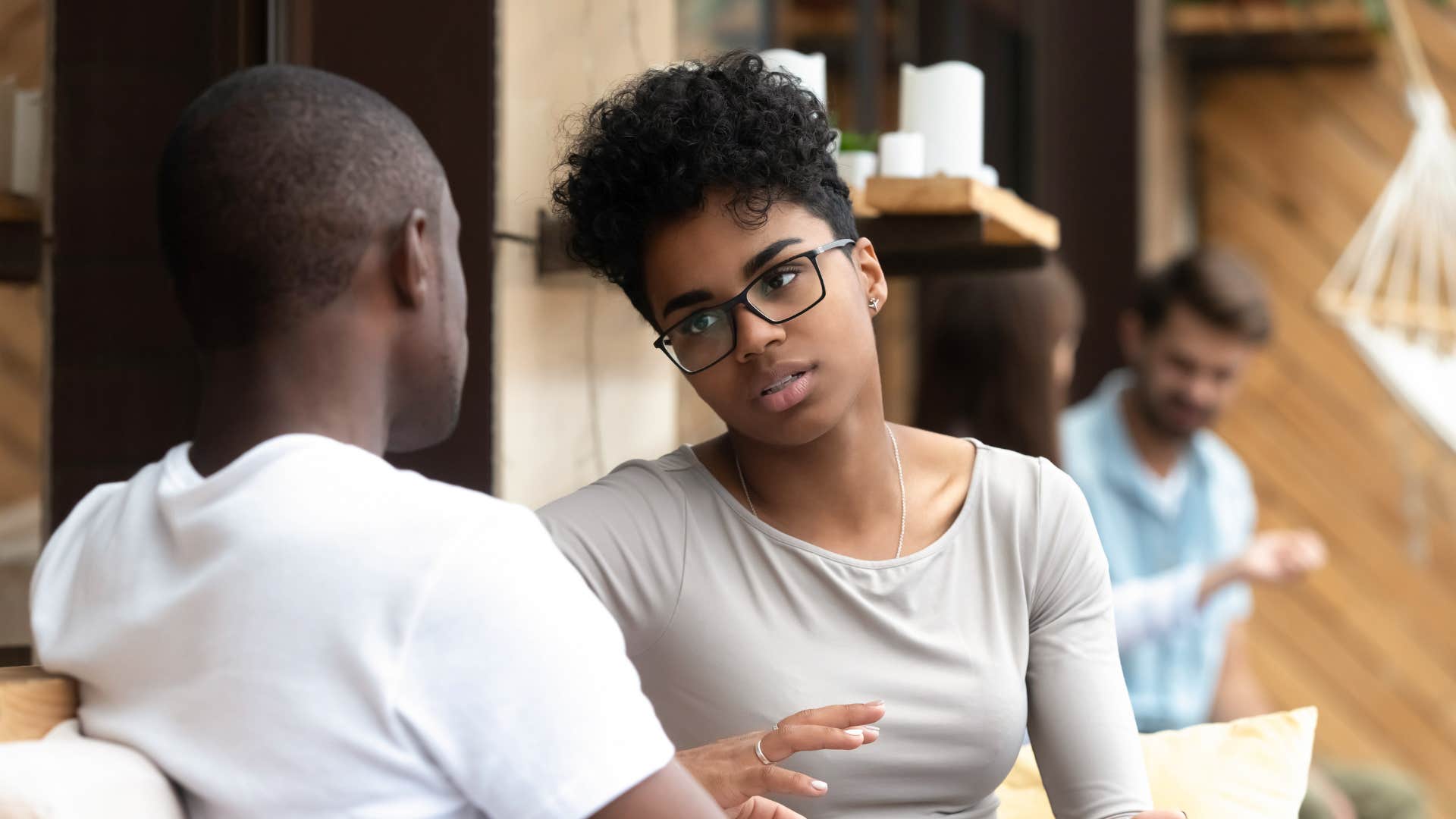 woman with self-worth and common sense communicating directly with her colleague