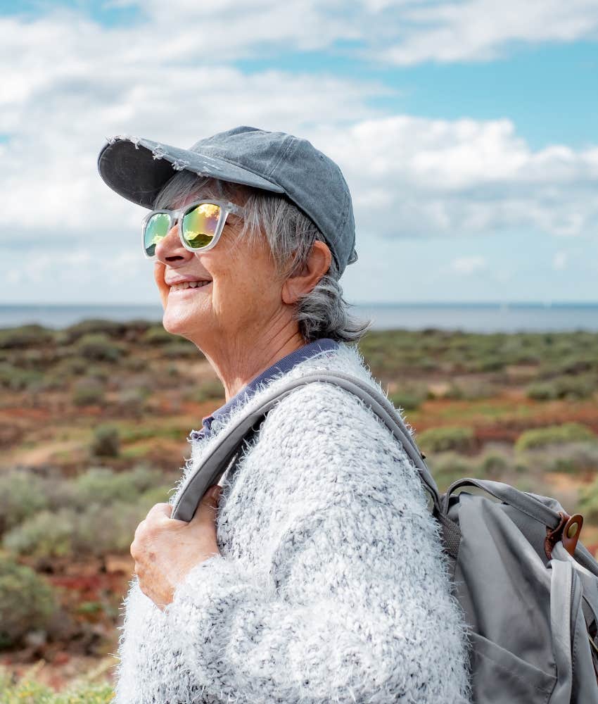 older person goes for a walk