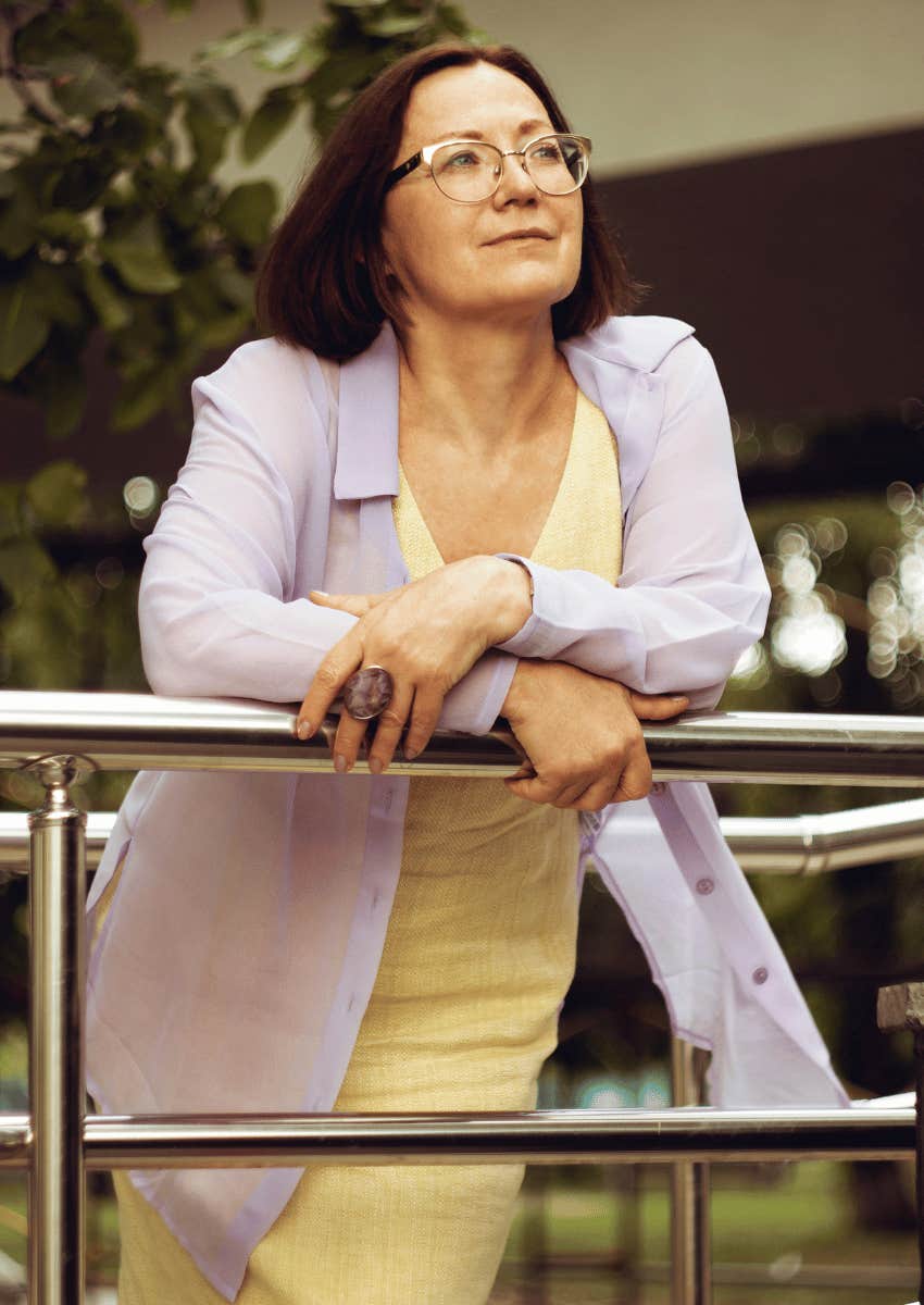 thoughtful middle age woman