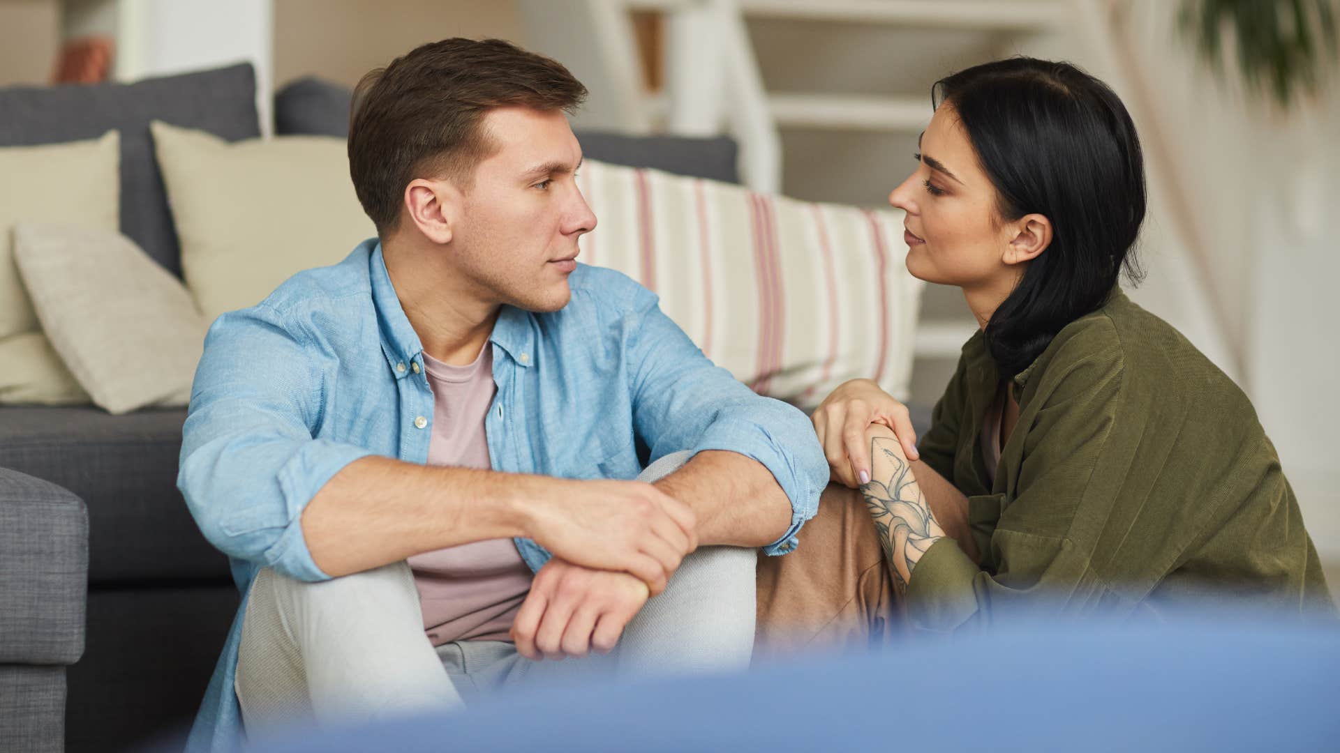 good-hearted woman telling her partner i'm so proud of you