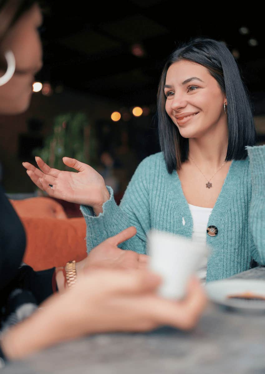 two friends having a genuine conversation