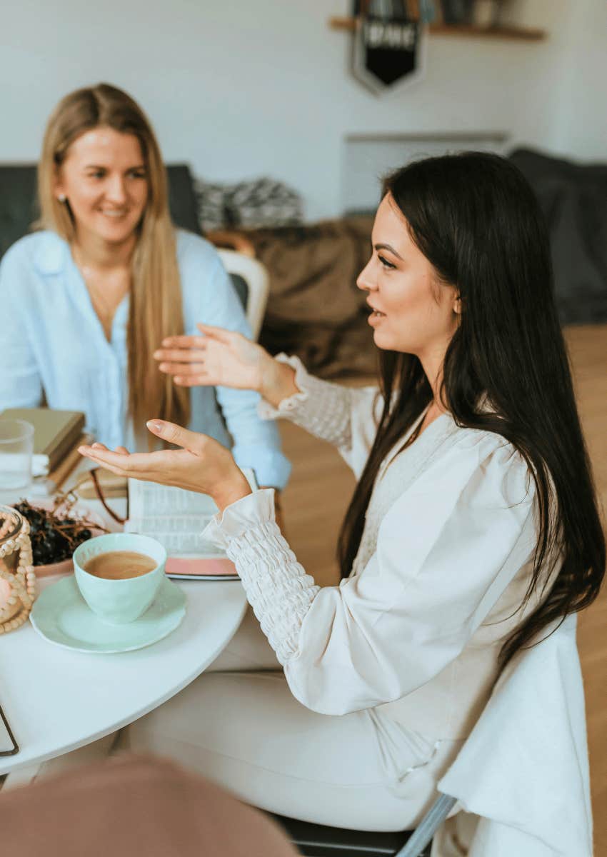 two women in deep conversation