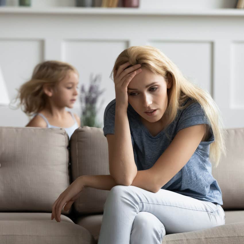 working mom stressed about her daughter being home from school
