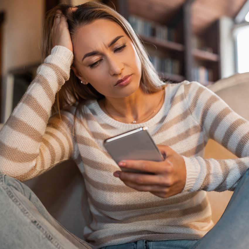 woman trying to make someone sad by no longer reaching out on text