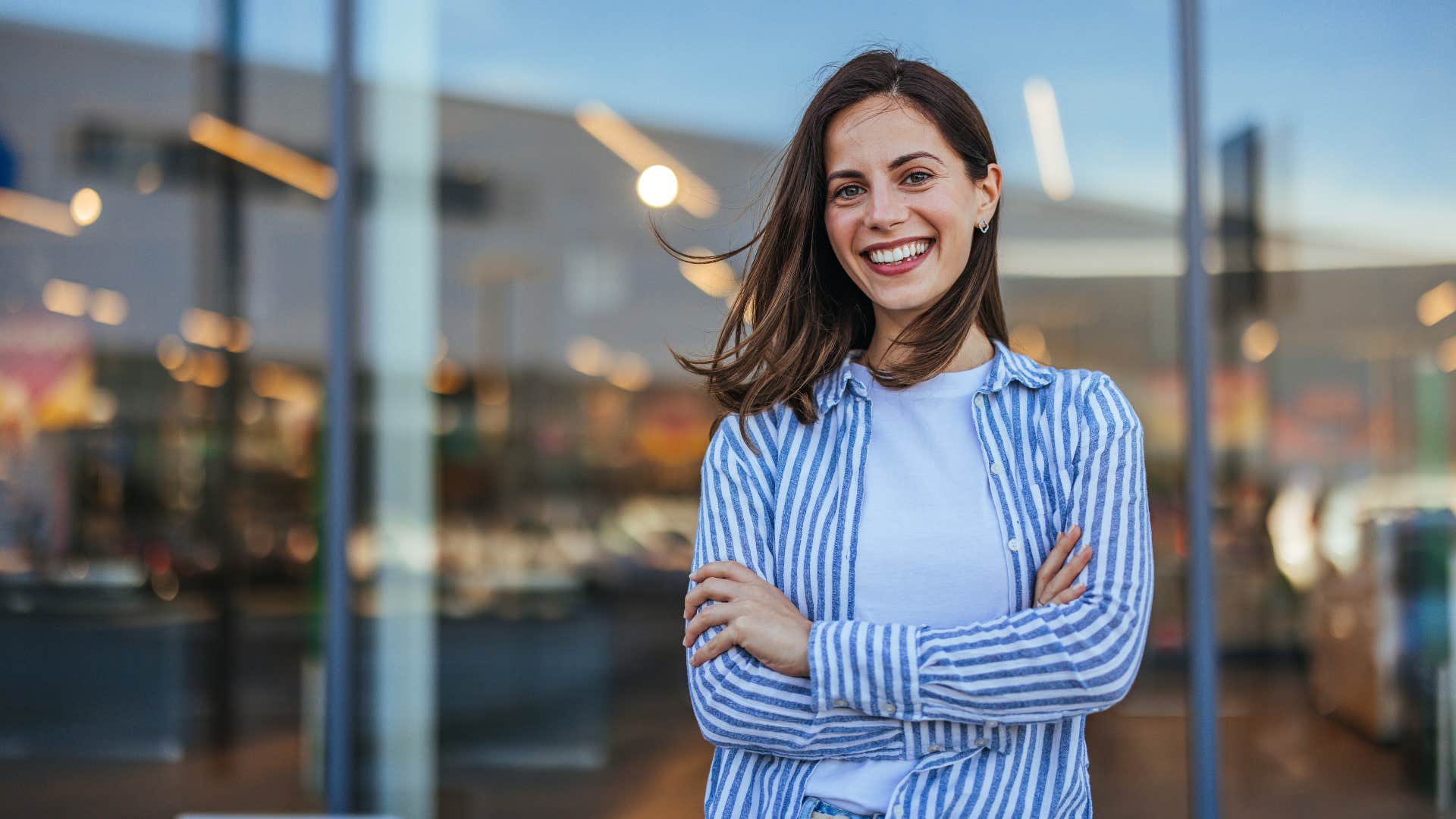 emotionally independent woman smiling outside