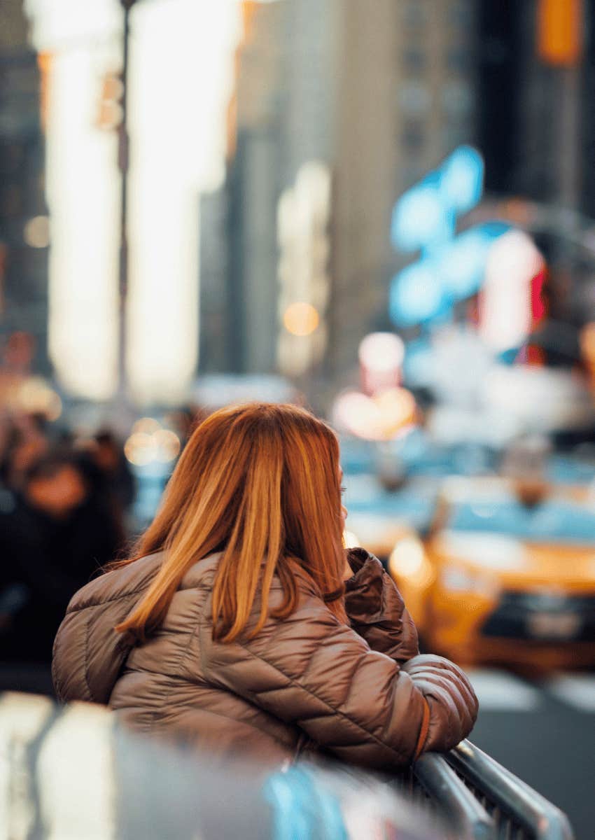 woman people watching alone