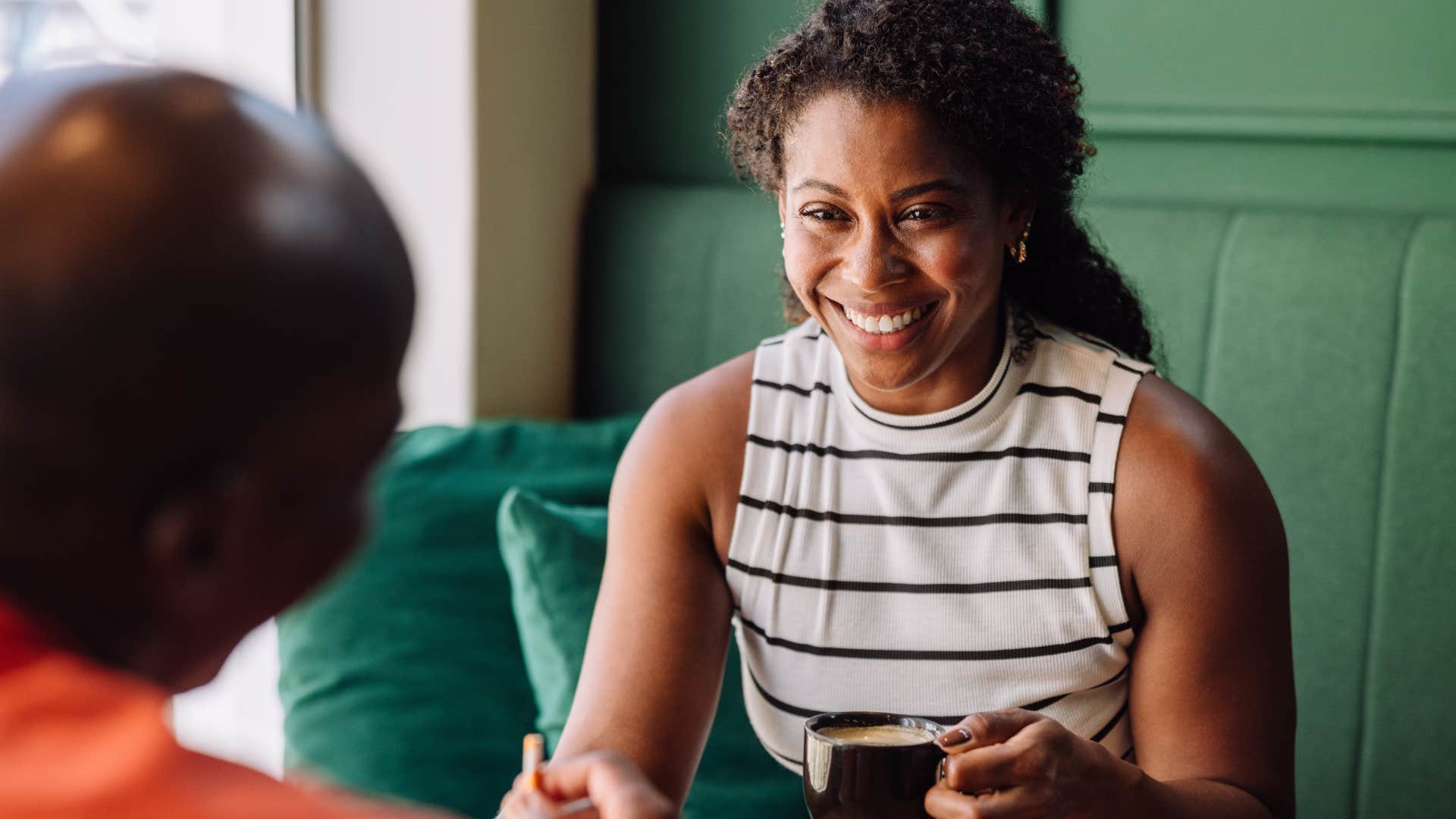 woman in a conversation showing respect to everyone