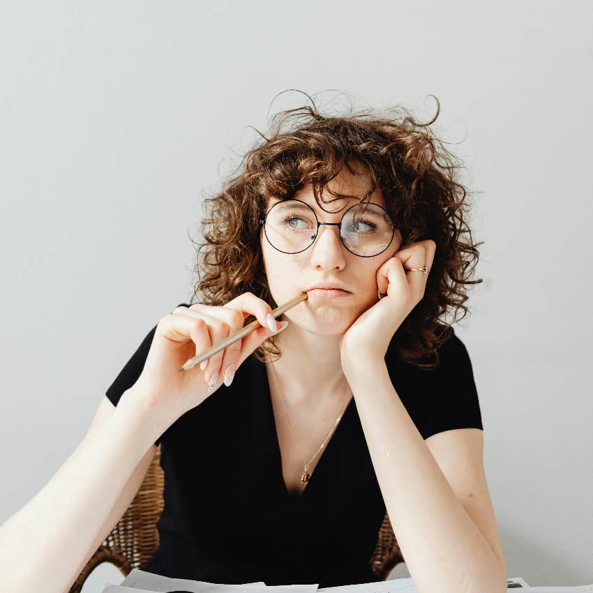 woman thinking and remembering