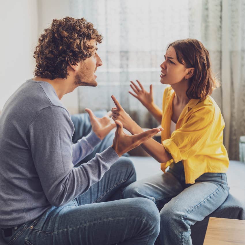 woman fighting with stay-at-home boyfriend trying to get him to step up so they can find relationship balance