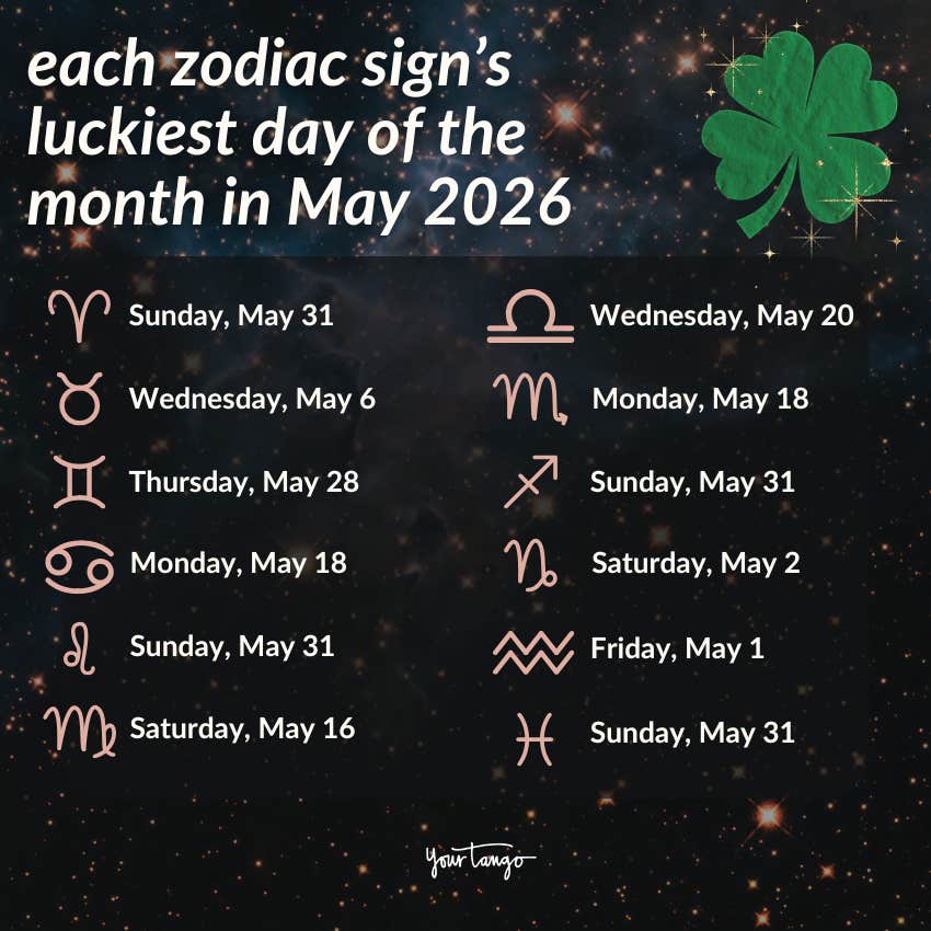 zodiac sign luckiest day month may 2026
